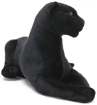 Black Panther | Udstoppede Dyr Sort Leopard Plys Kat | Realistiske Dyr Toy Side Ligger Gestus Hjem Dekoration Gave At Give, 3